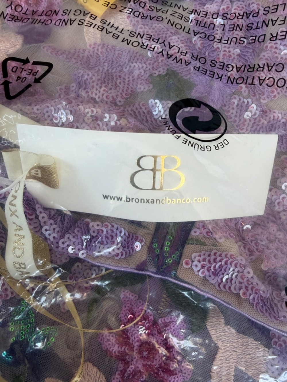 Bronx and Banco Lavender Floral Strapless Sequin Gown - Picture 9 of 9